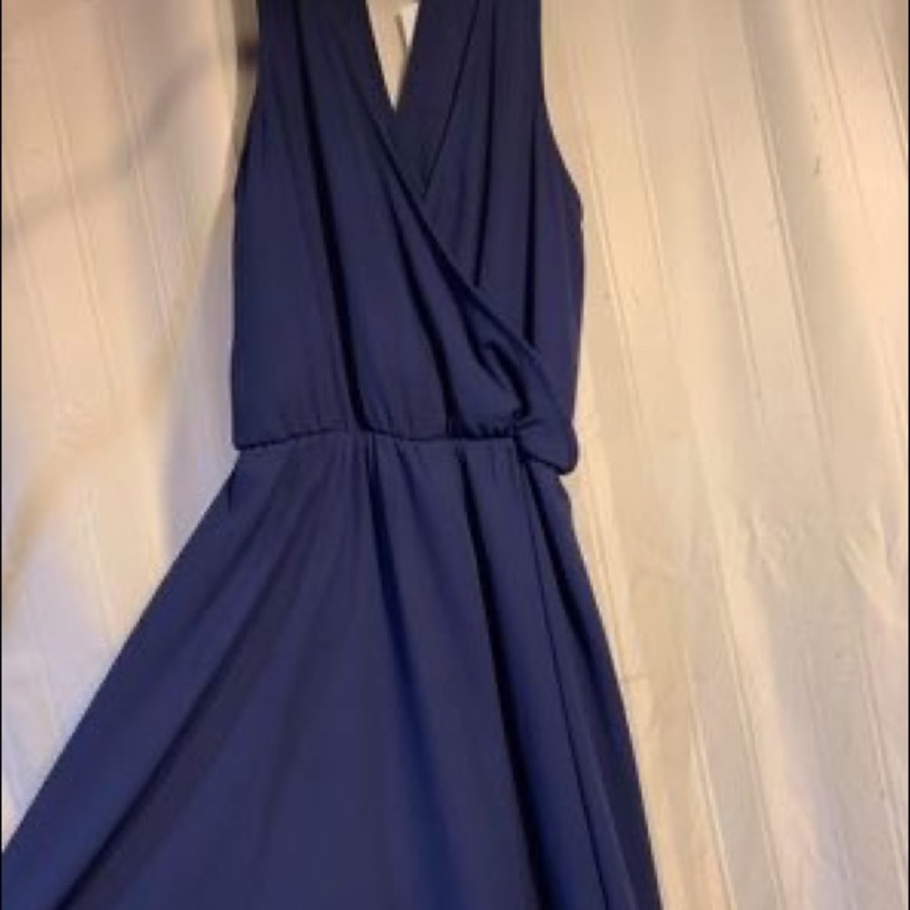 Beautiful elegant blue sheer crossover dress. Wear with wedges/sandals/heels etc